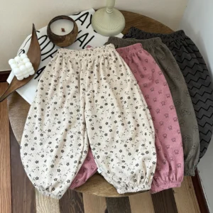 Baby Girls Pants Kids Full Printed Pant Corduroy Trousers Autumn Children's Clothing Korean Style