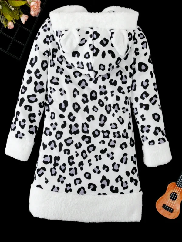 kf-S4830a741862445c696d772f11f563514E Winter children's girls black and white leopard print splicing plush dress personality and fashion simple generous unique