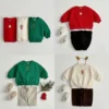 T24118 Autumn 2025 New Children's T-shirt Christmas Theme Baby Long Sleeve Top Children's Hoodie Christmas Dress